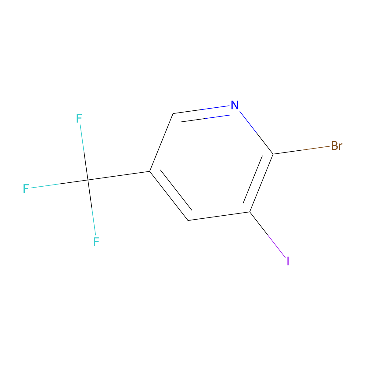 2-Bromo-3-iodo-5-(trifluoromethyl)pyridine molecular structure, CAS 1214323-90-6