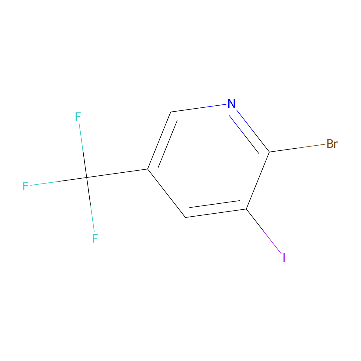 2-Bromo-3-iodo-5-(trifluoromethyl)pyridine molecular structure, CAS 1214323-90-6