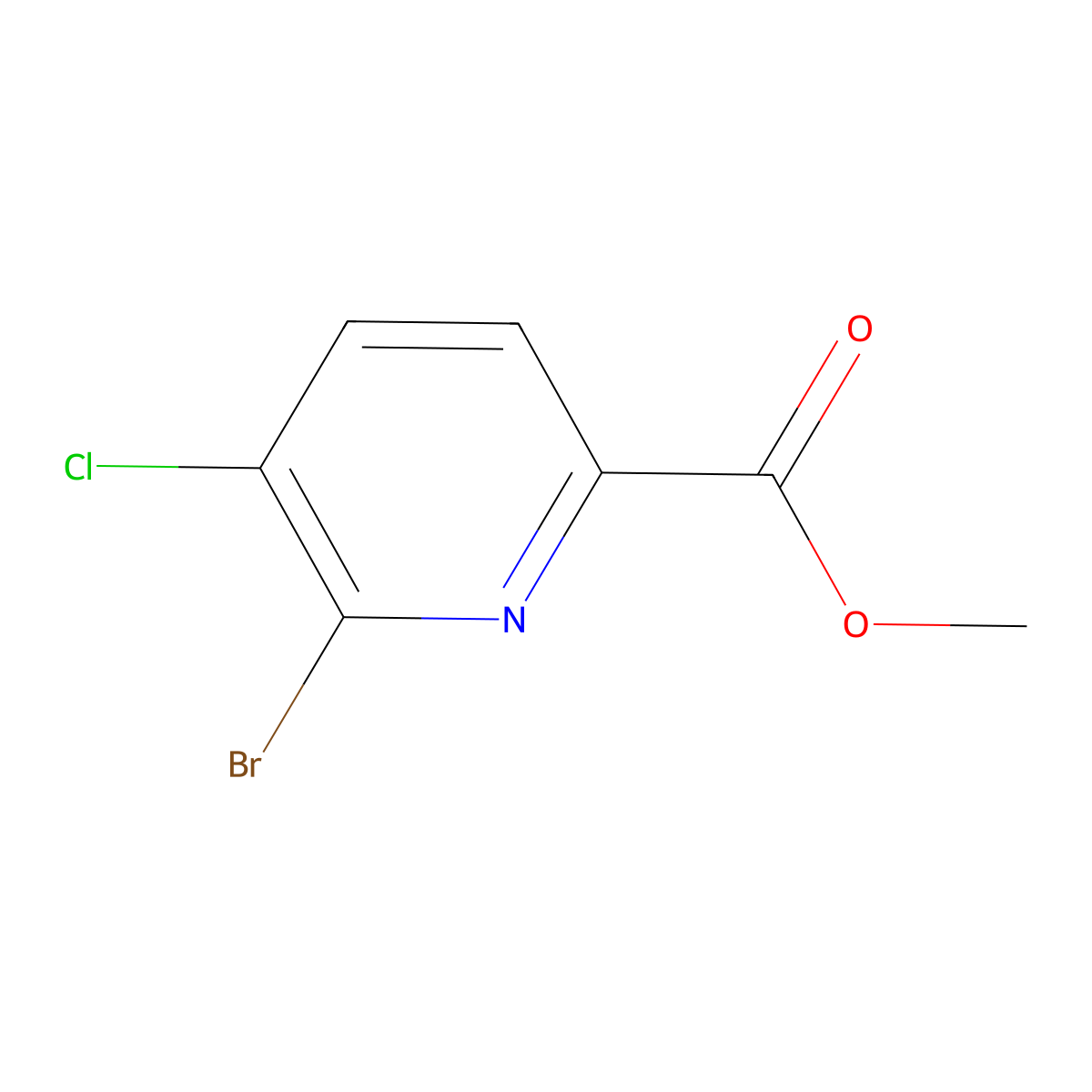 Methyl 6-bromo-5-chloropyridine-2-carboxylate molecular structure, CAS 1214324-91-0