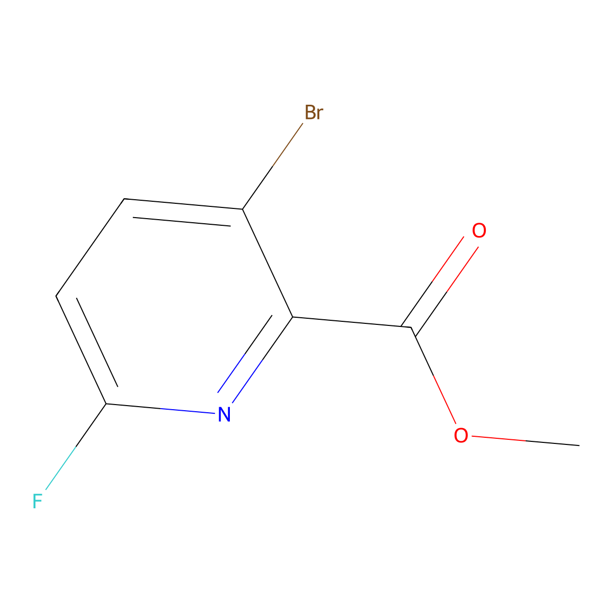 Methyl 3-bromo-6-fluoropicolinate molecular structure, CAS 1214324-98-7