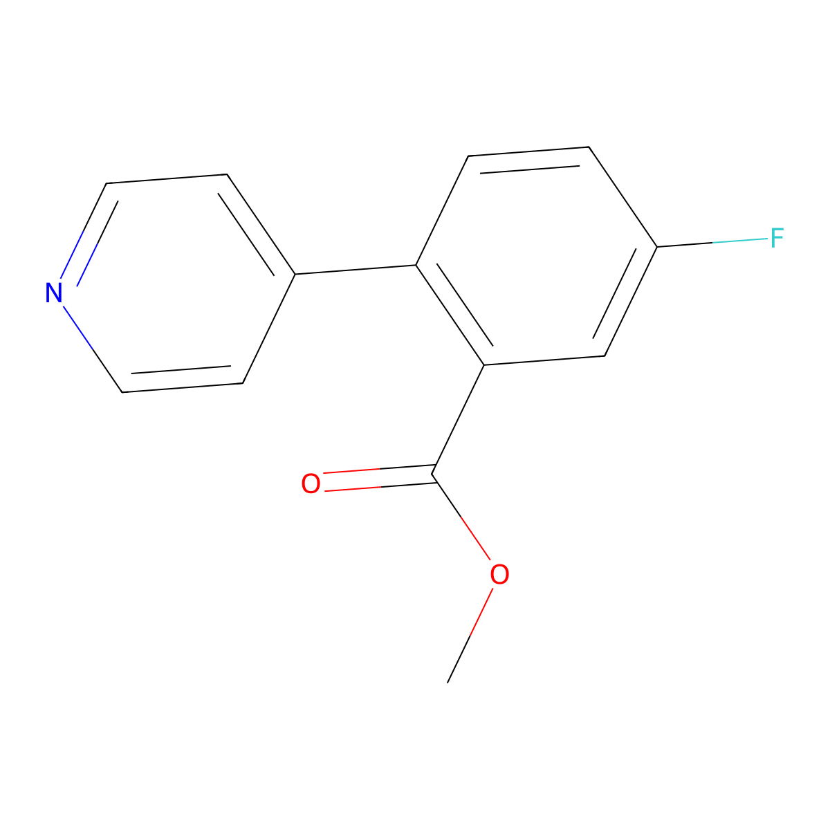 Methyl 5-fluoro-2-(4-pyridinyl)benzoate molecular structure, CAS 1214325-28-6