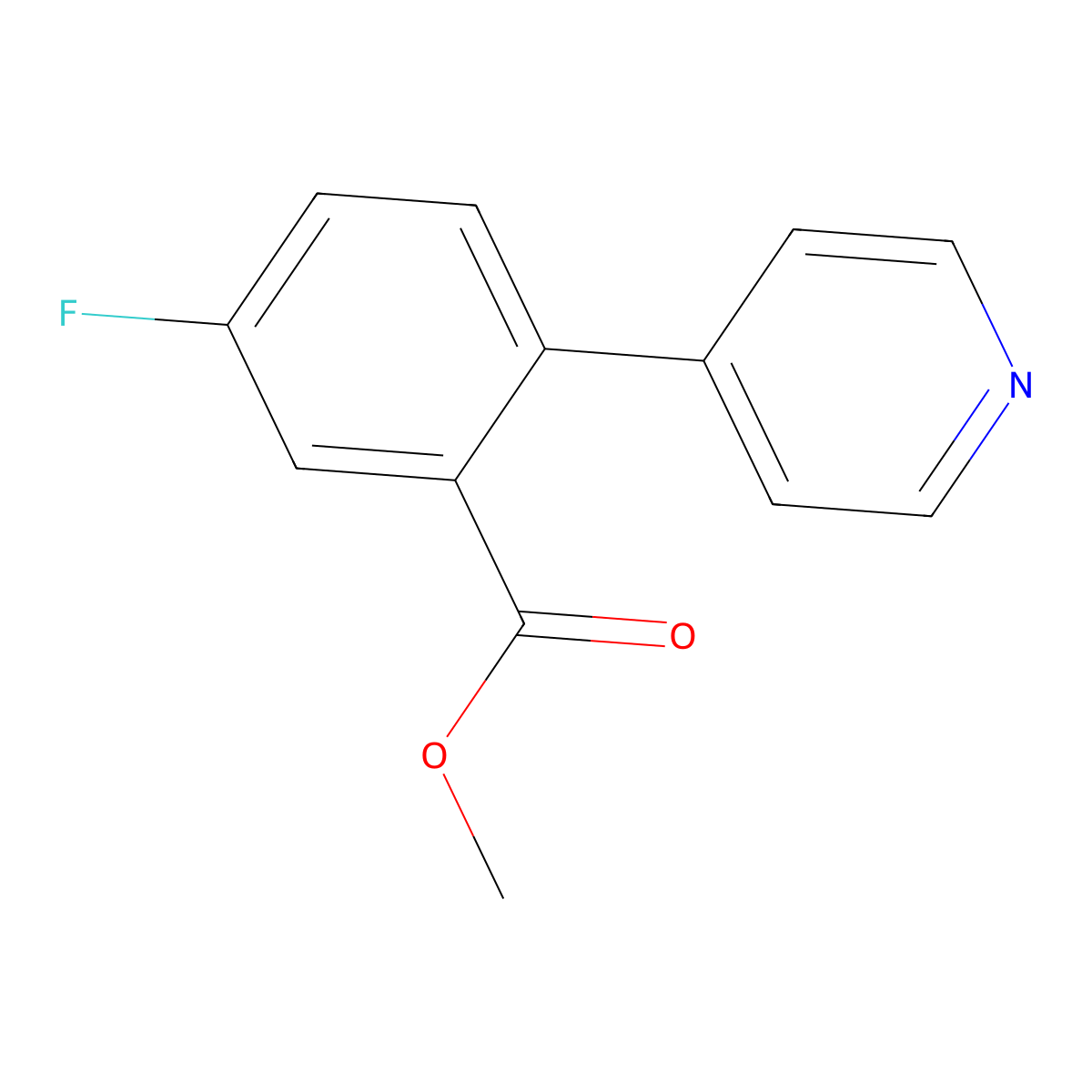 Methyl 5-fluoro-2-(4-pyridinyl)benzoate molecular structure, CAS 1214325-28-6