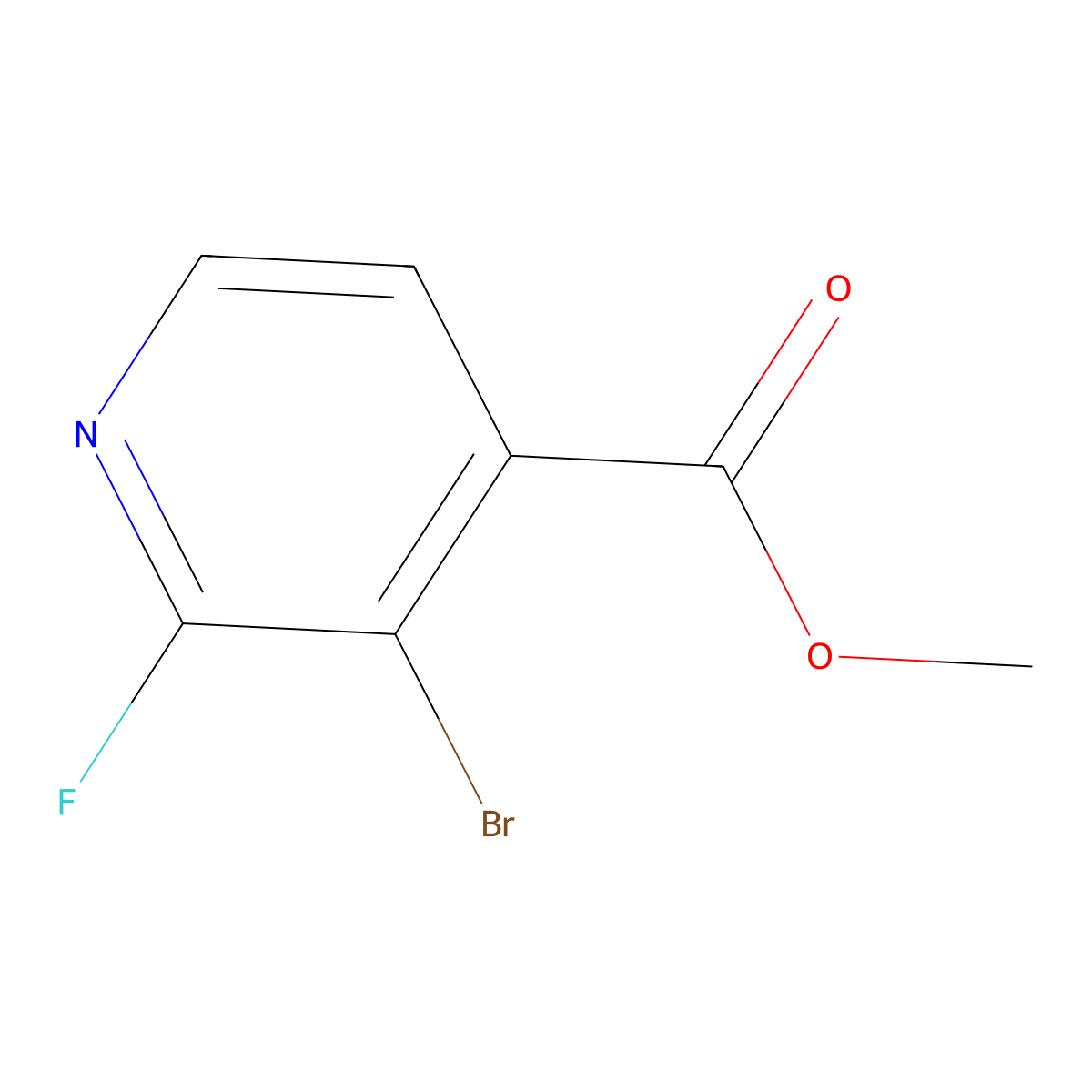 Methyl 3-bromo-2-fluoropyridine-4-carboxylate molecular structure, CAS 1214325-32-2