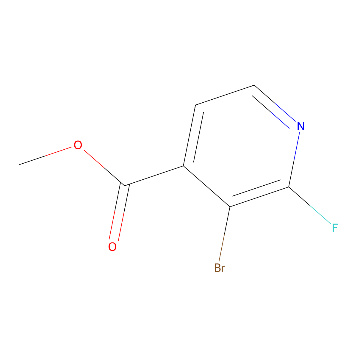 Methyl 3-bromo-2-fluoropyridine-4-carboxylate molecular structure, CAS 1214325-32-2