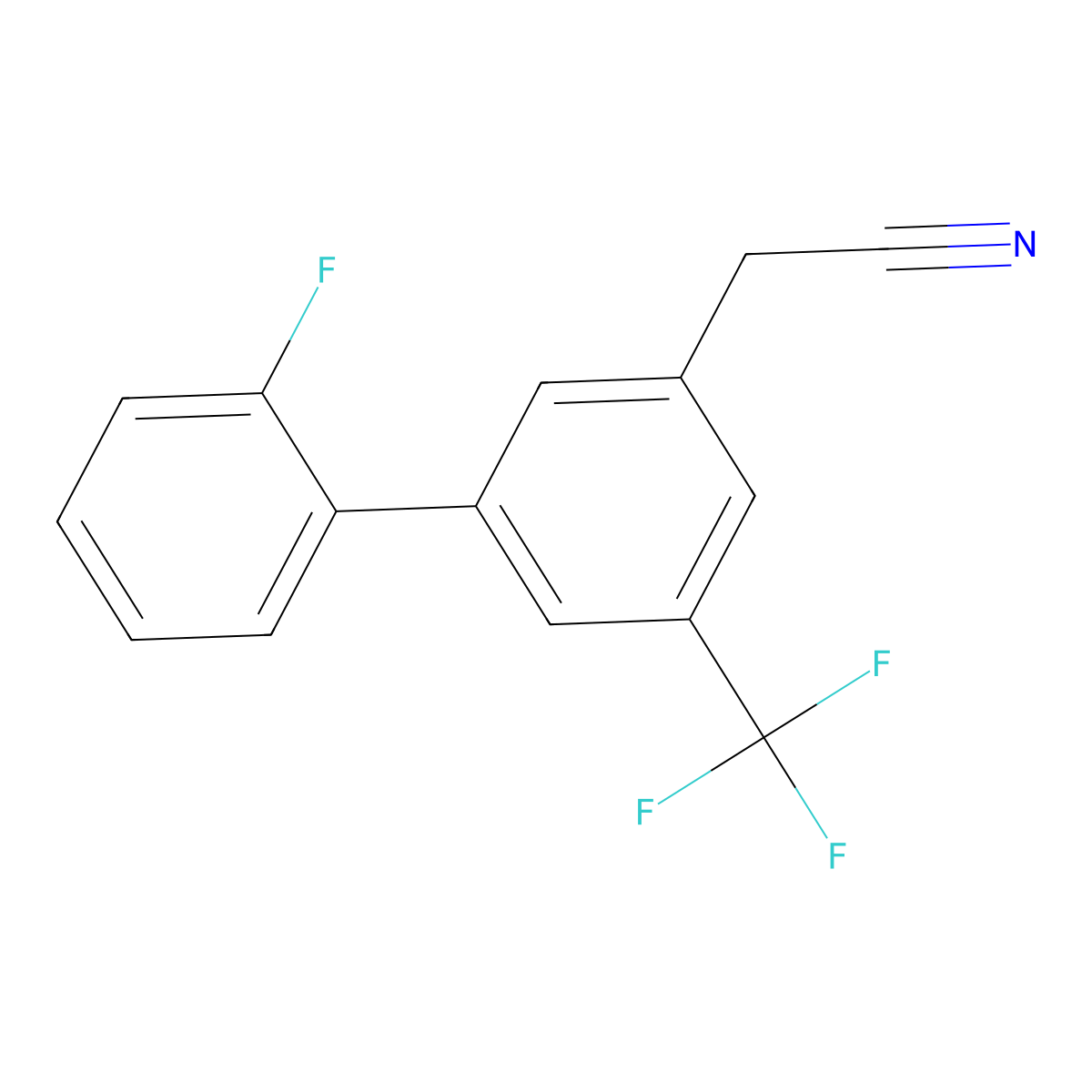 2-[3-(2-Fluorophenyl)-5-(trifluoromethyl)phenyl]acetonitrile molecular structure, CAS 1214325-75-3