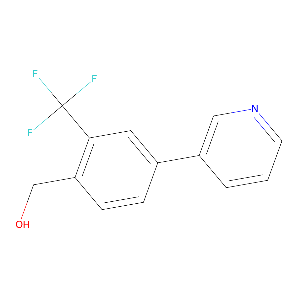 (4-(Pyridin-3-yl)-2-(trifluoromethyl)phenyl)methanol molecular structure, CAS 1214326-47-2
