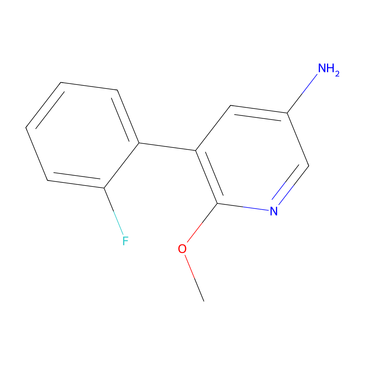 5-(2-Fluorophenyl)-6-methoxypyridin-3-amine molecular structure, CAS 1214326-92-7