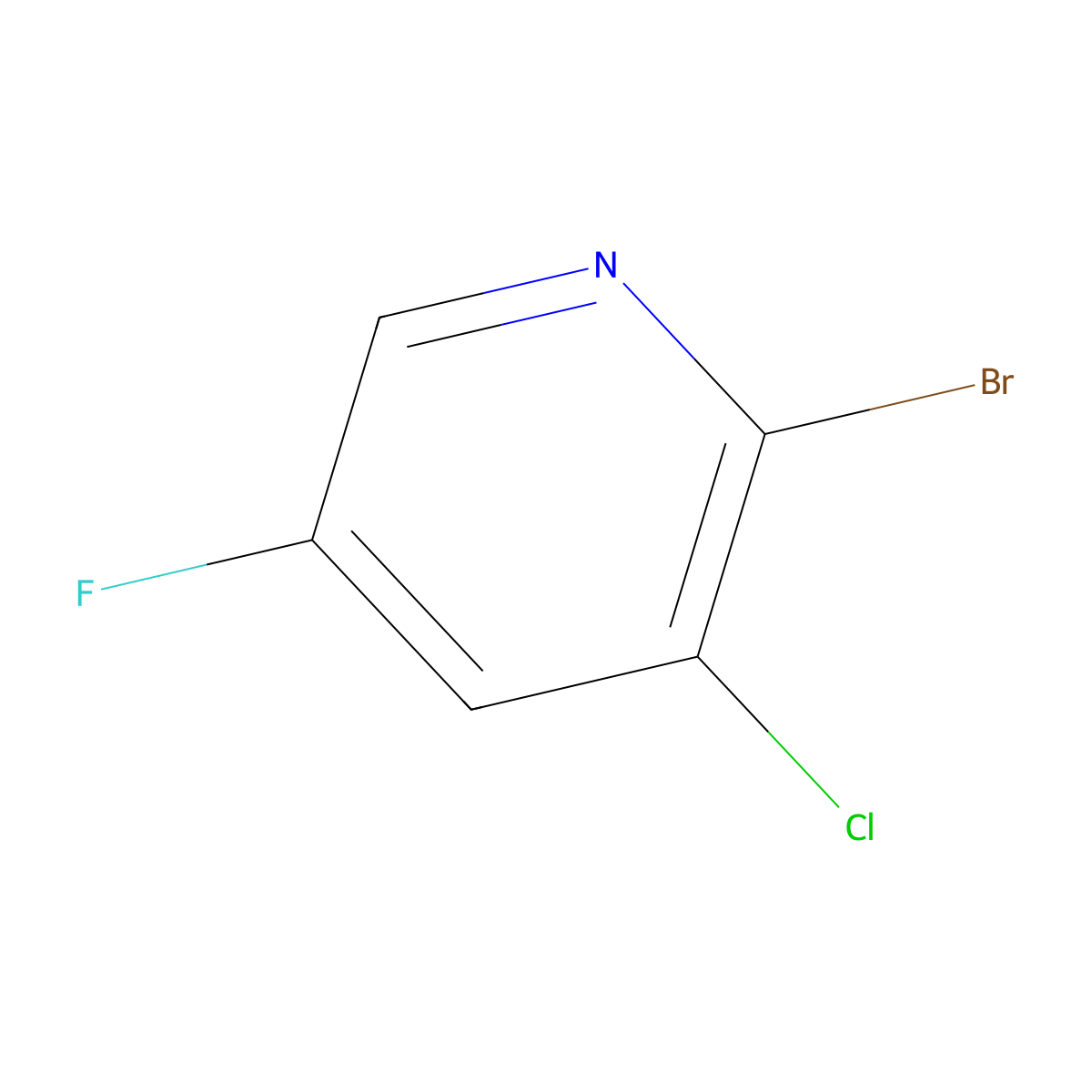 2-Bromo-3-chloro-5-fluoropyridine molecular structure, CAS 1214326-94-9