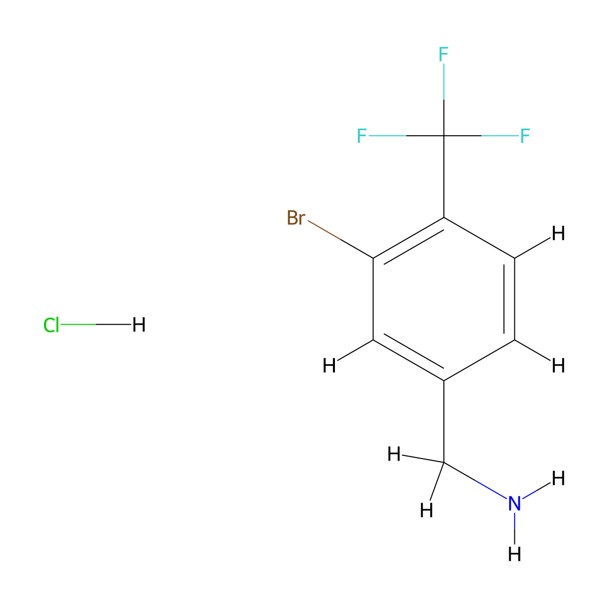 (3-Bromo-4-(trifluoromethyl)phenyl)methanamine hydrochloride molecular structure, CAS 1214327-18-0