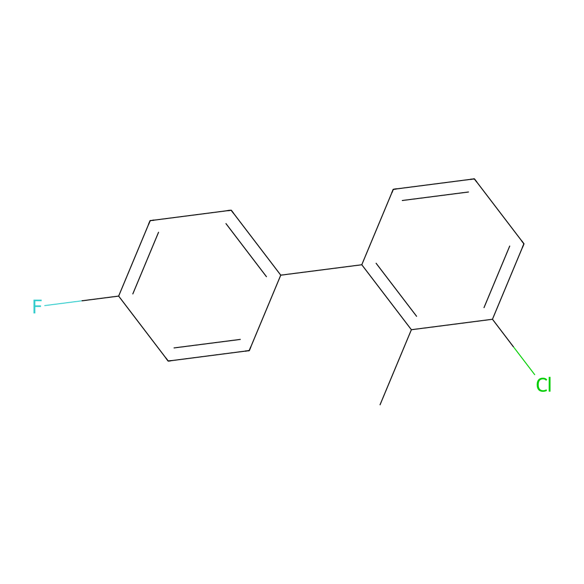 3-Chloro-4'-fluoro-2-methyl-1,1'-biphenyl molecular structure, CAS 1214327-30-6