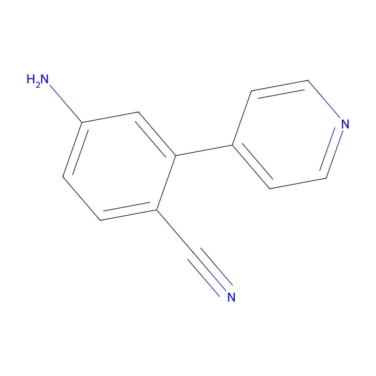 4-Amino-2-(pyridin-4-yl)benzonitrile molecular structure, CAS 1214327-67-9