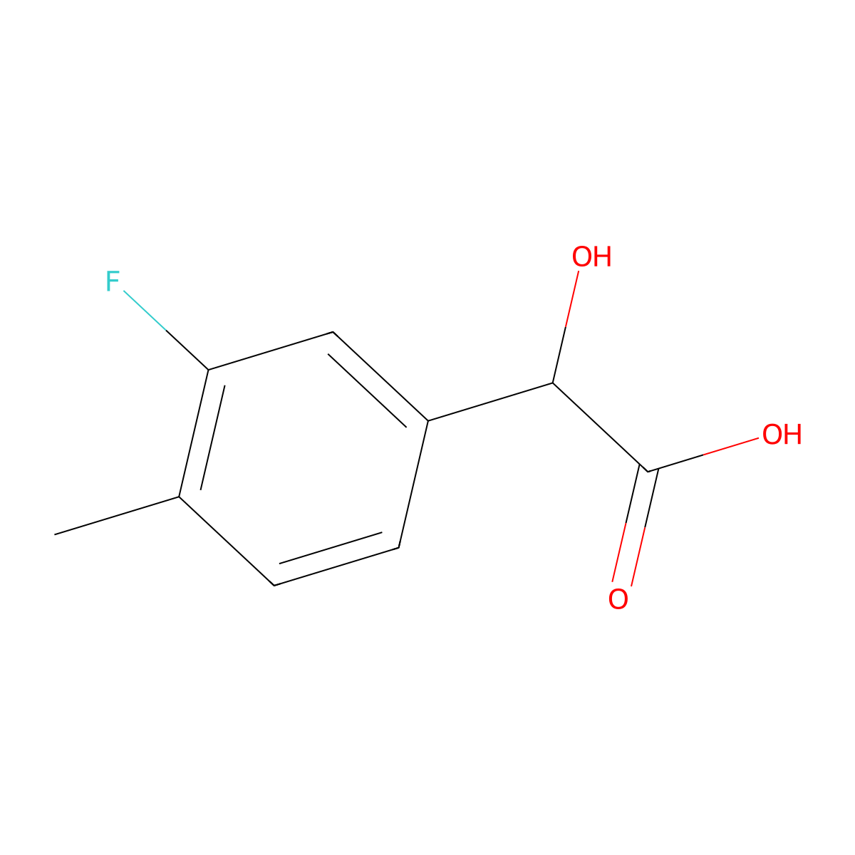 2-(3-Fluoro-4-methylphenyl)-2-hydroxyacetic acid molecular structure, CAS 1214328-14-9