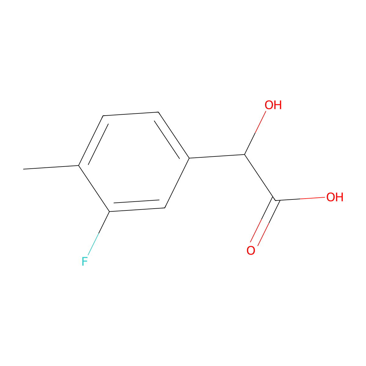 2-(3-Fluoro-4-methylphenyl)-2-hydroxyacetic acid molecular structure, CAS 1214328-14-9