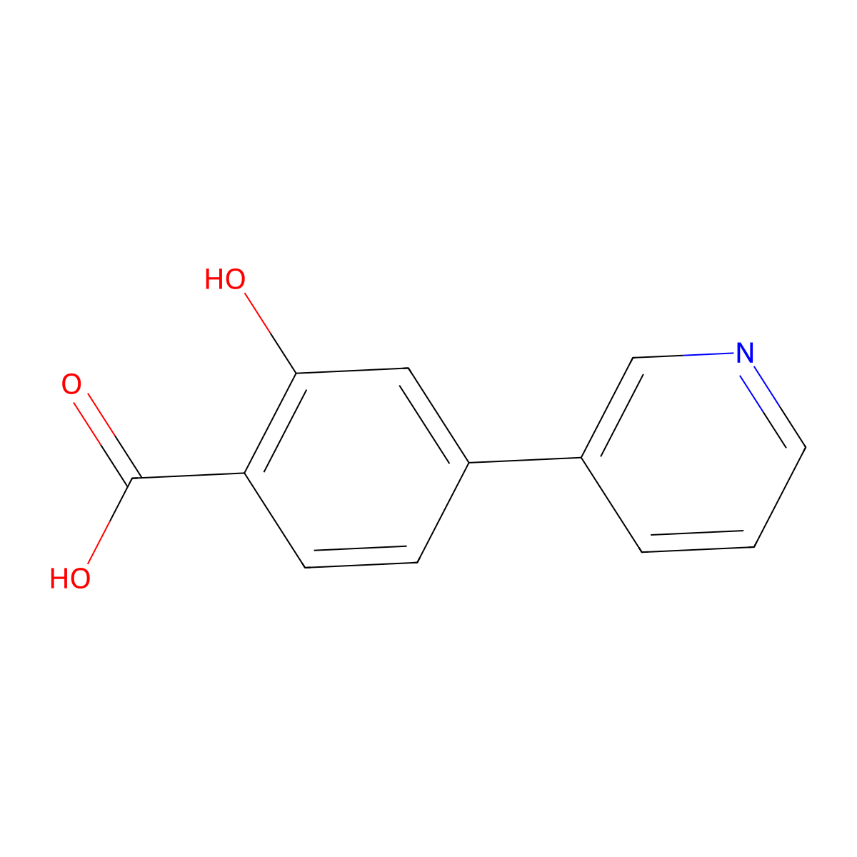 2-Hydroxy-4-(3-pyridinyl)benzoic acid molecular structure, CAS 1214328-39-8