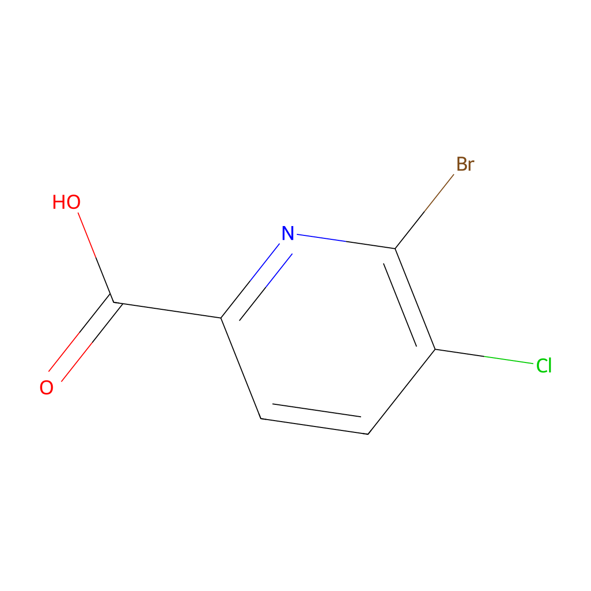 6-Bromo-5-chloropyridine-2-carboxylic acid molecular structure, CAS 1214328-42-3