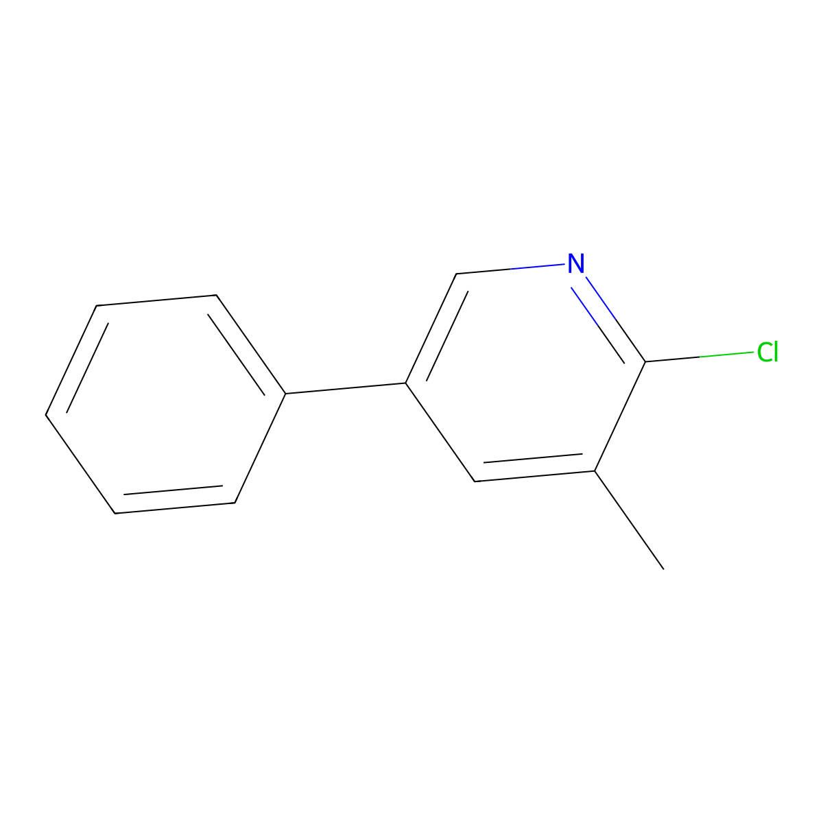 2-Chloro-3-methyl-5-phenylpyridine molecular structure, CAS 1214328-46-7