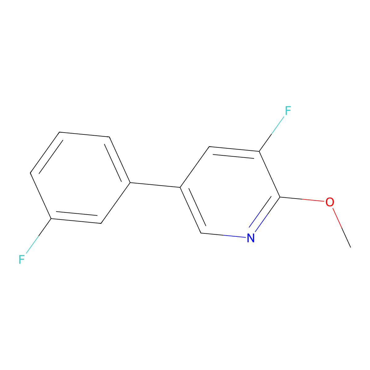 3-Fluoro-5-(3-fluorophenyl)-2-methoxypyridine molecular structure, CAS 1214328-59-2