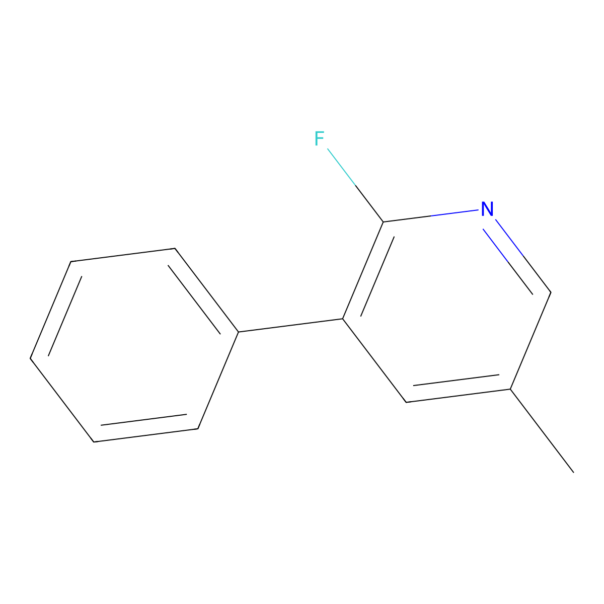 2-Fluoro-5-methyl-3-phenylpyridine molecular structure, CAS 1214329-06-2