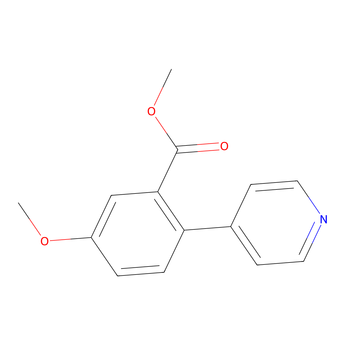 Methyl 5-methoxy-2-(4-pyridinyl)benzoate molecular structure, CAS 1214329-63-1