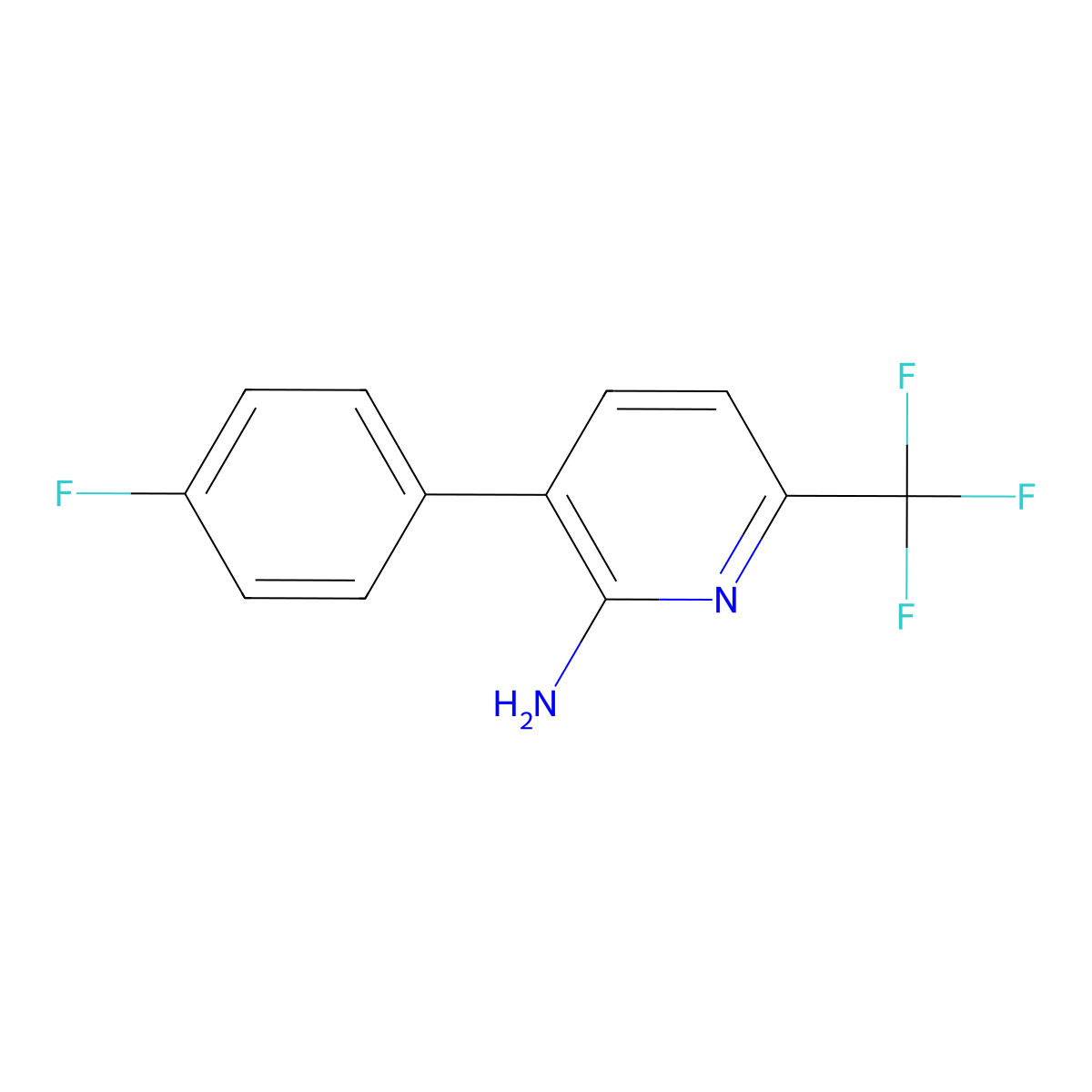 3-(4-Fluorophenyl)-6-(trifluoromethyl)pyridin-2-amine molecular structure, CAS 1214330-04-7