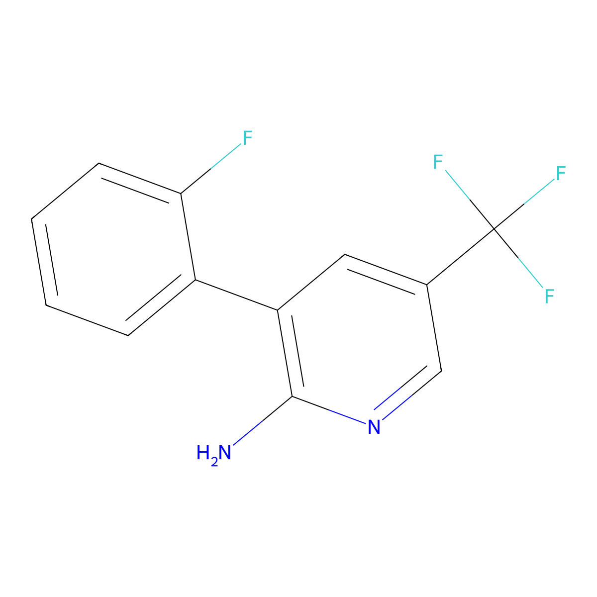 3-(2-Fluorophenyl)-5-(trifluoromethyl)pyridin-2-amine molecular structure, CAS 1214330-11-6
