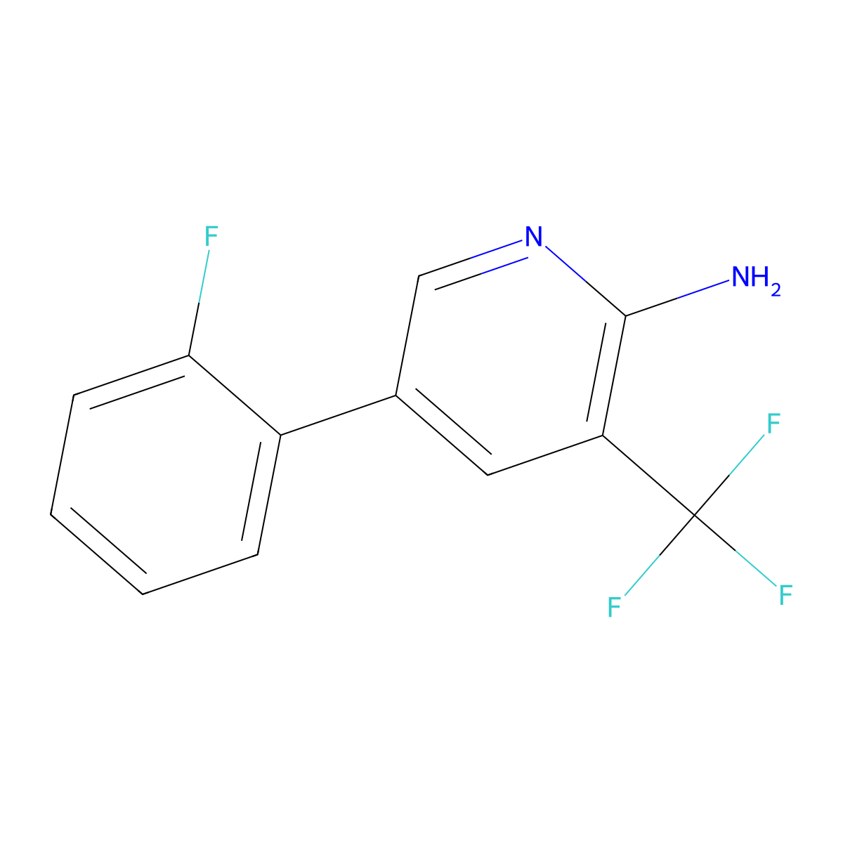 5-(2-Fluorophenyl)-3-(trifluoromethyl)pyridin-2-amine molecular structure, CAS 1214330-14-9