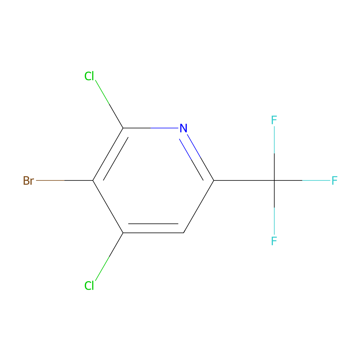 3-Bromo-2,4-dichloro-6-(trifluoromethyl)pyridine molecular structure, CAS 1214330-62-7