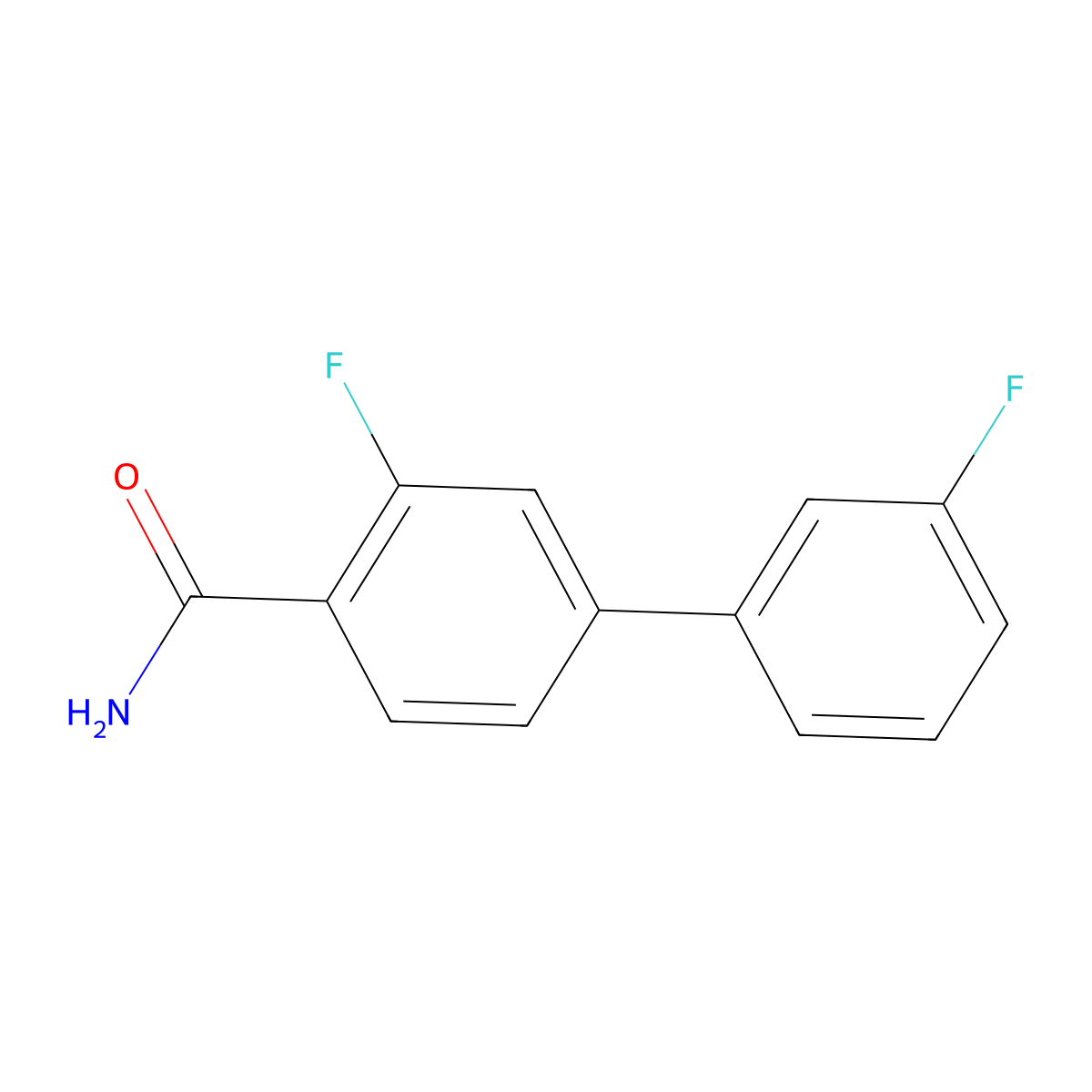2-Fluoro-4-(3-fluorophenyl)benzamide molecular structure, CAS 1214330-66-1
