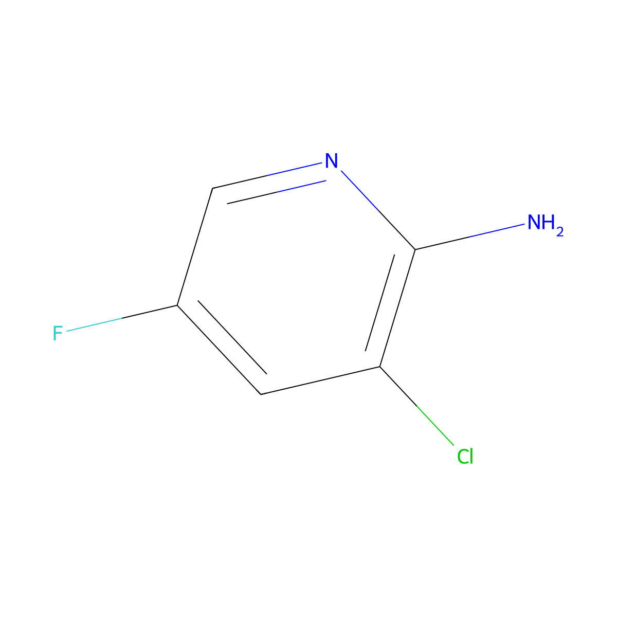 3-Chloro-5-fluoropyridin-2-amine molecular structure, CAS 1214330-79-6