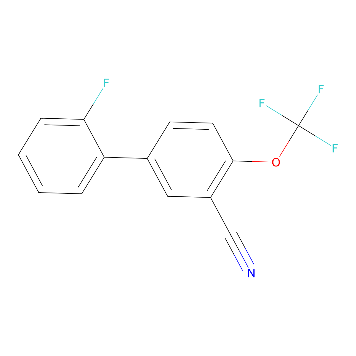 2'-Fluoro-4-(trifluoromethoxy)-[1,1'-biphenyl]-3-carbonitrile molecular structure, CAS 1214331-21-1