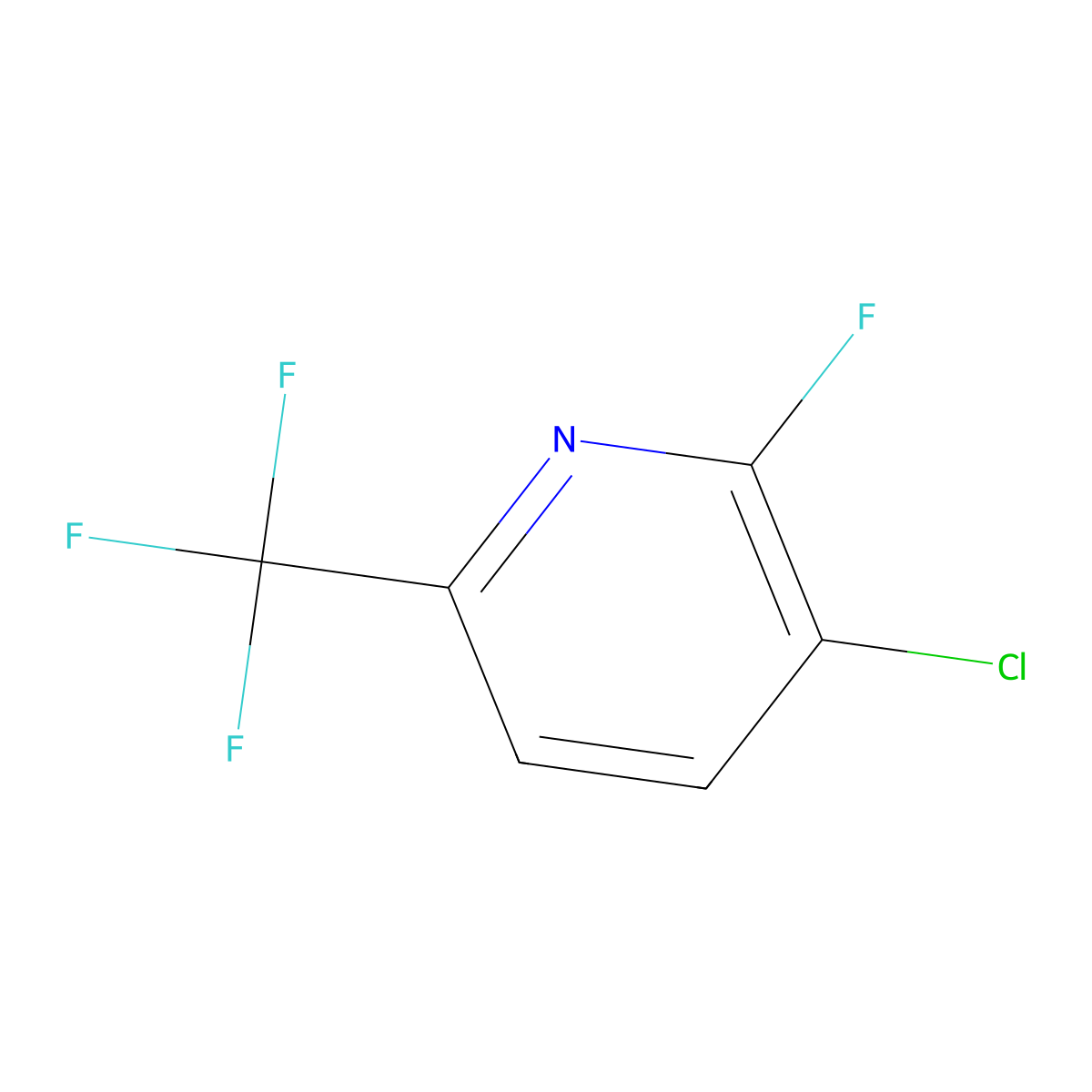 3-Chloro-2-fluoro-6-(trifluoromethyl)pyridine molecular structure, CAS 1214331-25-5