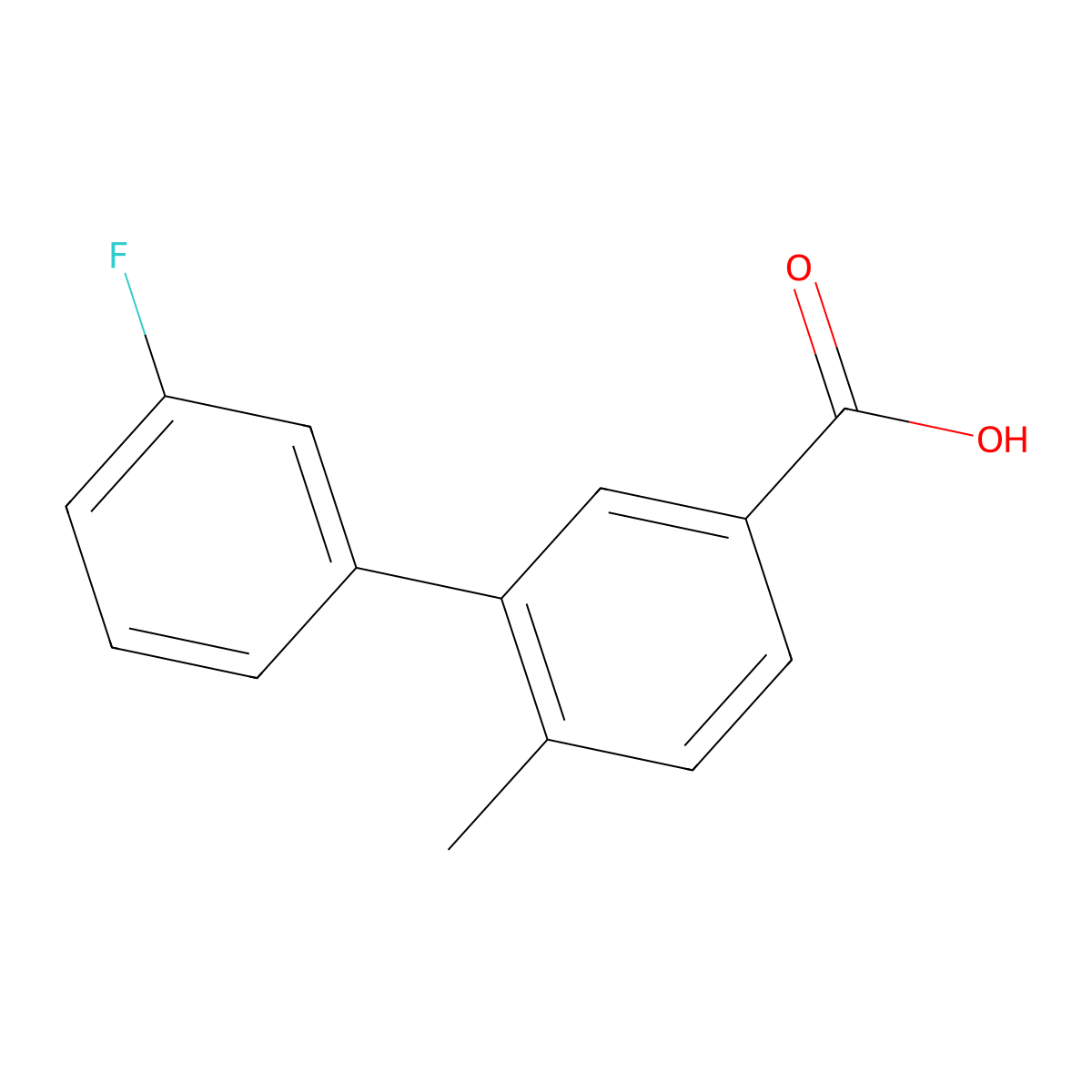 3'-Fluoro-6-methyl-[1,1'-biphenyl]-3-carboxylic acid molecular structure, CAS 1214331-53-9