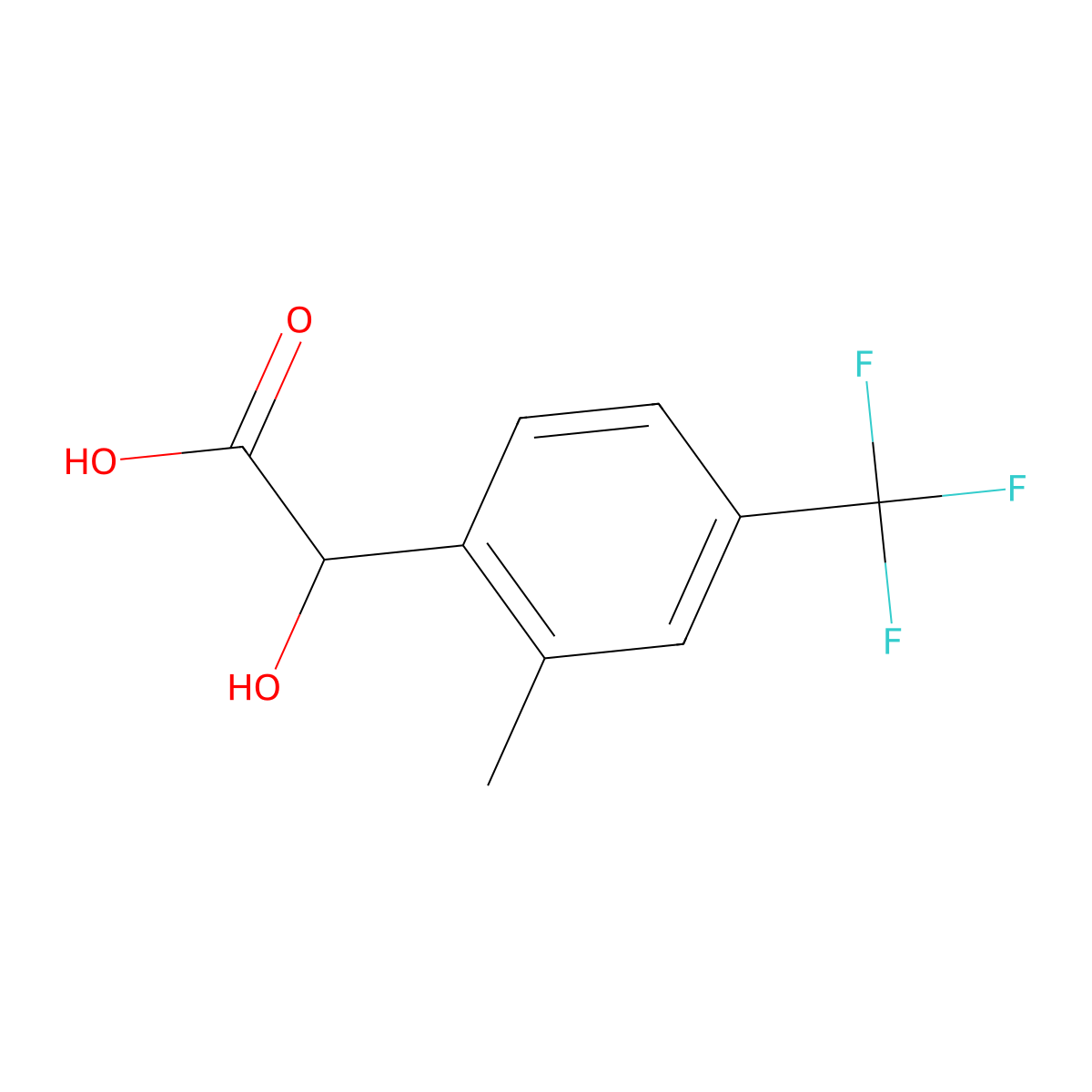 2-Hydroxy-2-[2-methyl-4-(trifluoromethyl)phenyl]acetic acid molecular structure, CAS 1214331-72-2