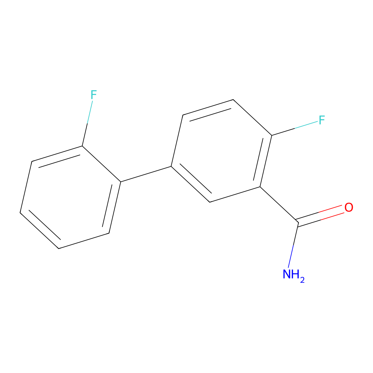 2-Fluoro-5-(2-fluorophenyl)benzamide molecular structure, CAS 1214332-19-0