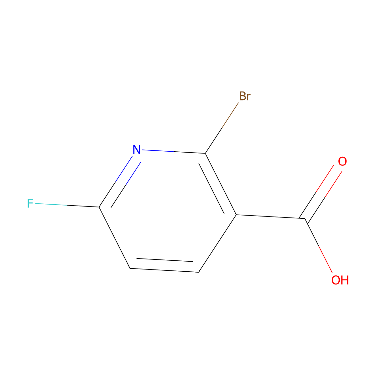 2-Bromo-6-fluoro-3-pyridinecarboxylic acid molecular structure, CAS 1214332-31-6