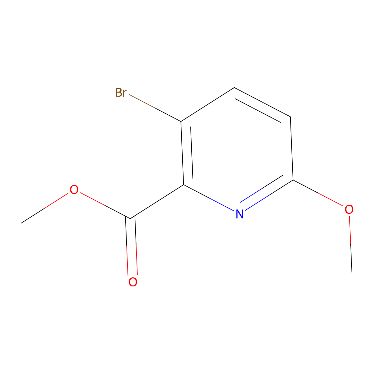 3-Bromo-6-methoxypyridine-2-carboxylic acid methyl ester molecular structure, CAS 1214332-49-6