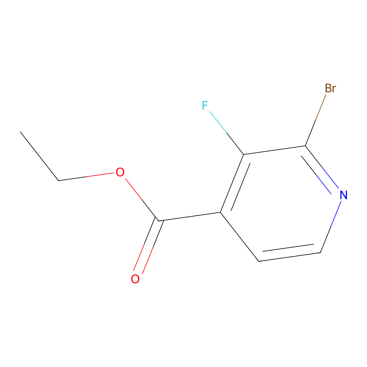 Ethyl 2-bromo-3-fluoropyridine-4-carboxylate molecular structure, CAS 1214332-69-0