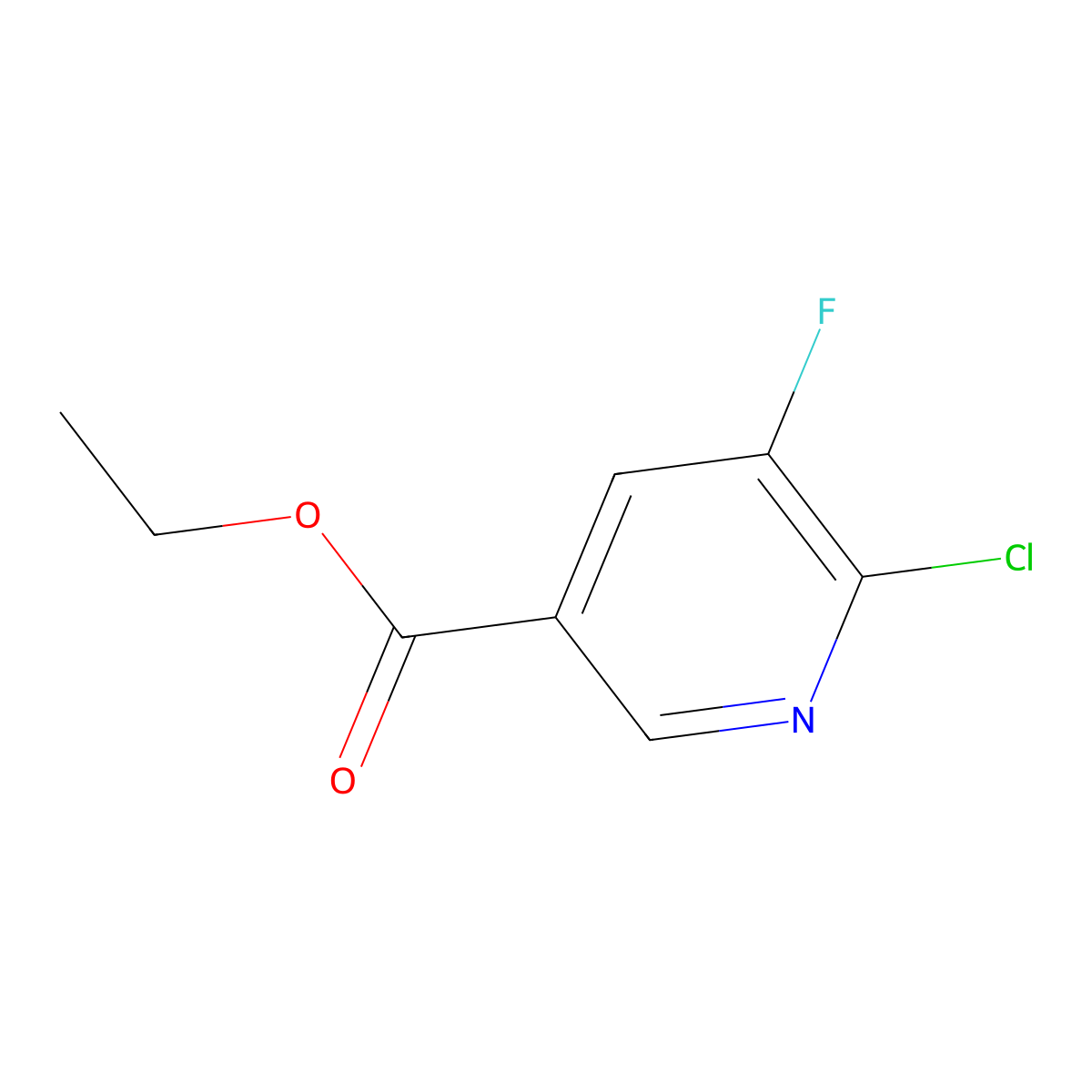 Ethyl2-chloro-3-fluoro-5-pyridinecarboxylate molecular structure, CAS 1214332-76-9