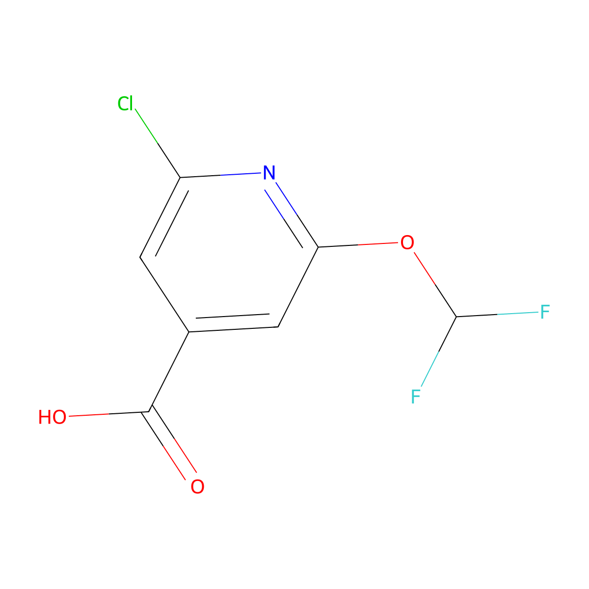 2-Chloro-6-(difluoromethoxy)pyridine-4-carboxylic acid molecular structure, CAS 1214332-84-9