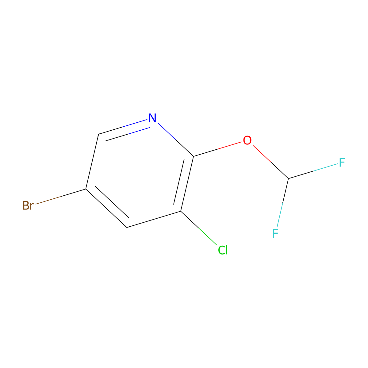 5-Bromo-3-chloro-2-(difluoromethoxy)pyridine molecular structure, CAS 1214332-88-3