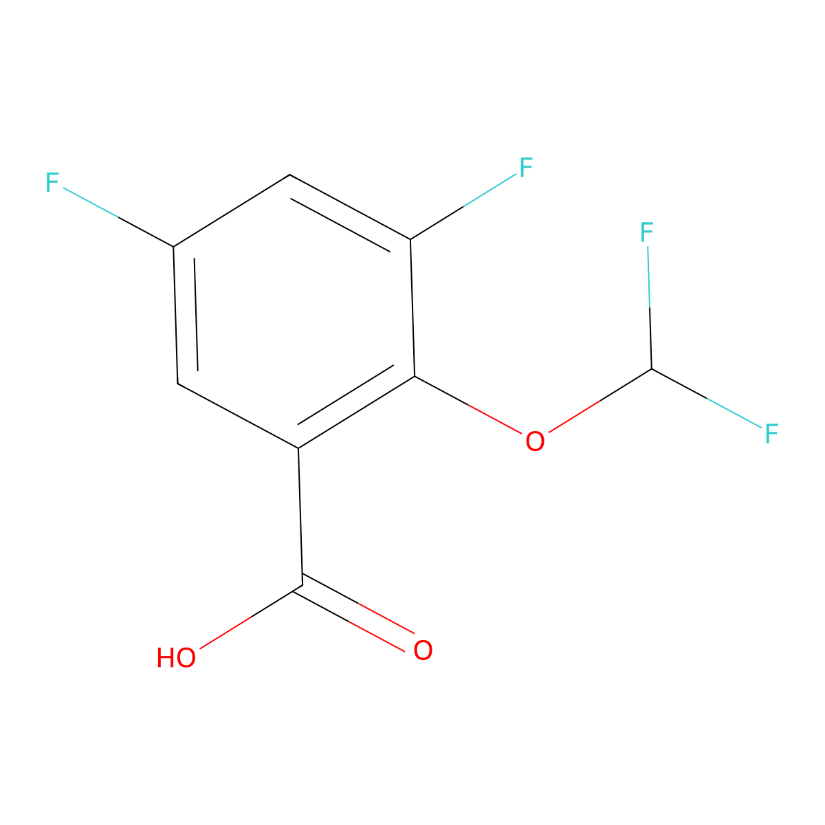 2-(Difluoromethoxy)-3,5-difluorobenzoic acid molecular structure, CAS 1214332-98-5