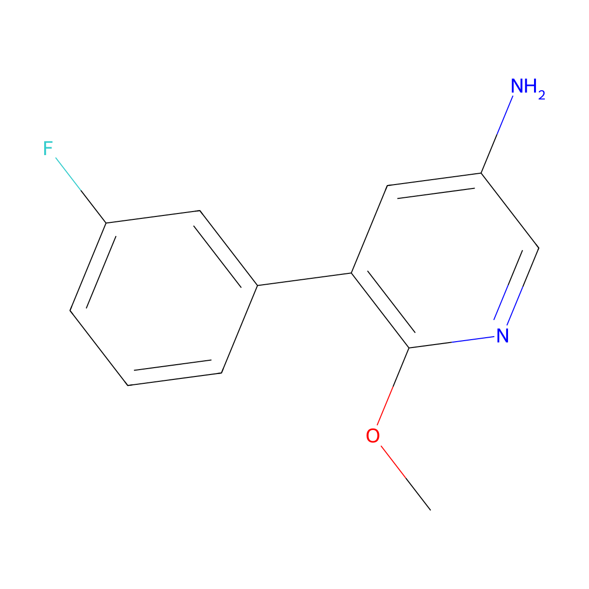 5-(3-Fluorophenyl)-6-methoxypyridin-3-amine molecular structure, CAS 1214333-45-5