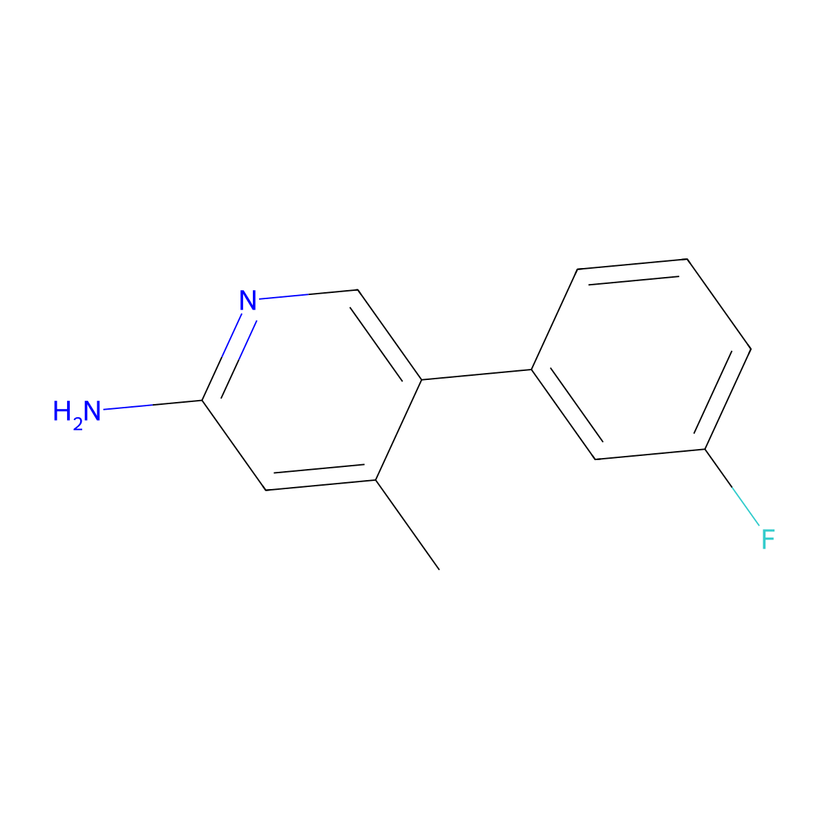 5-(3-Fluorophenyl)-4-methylpyridin-2-amine molecular structure, CAS 1214333-48-8