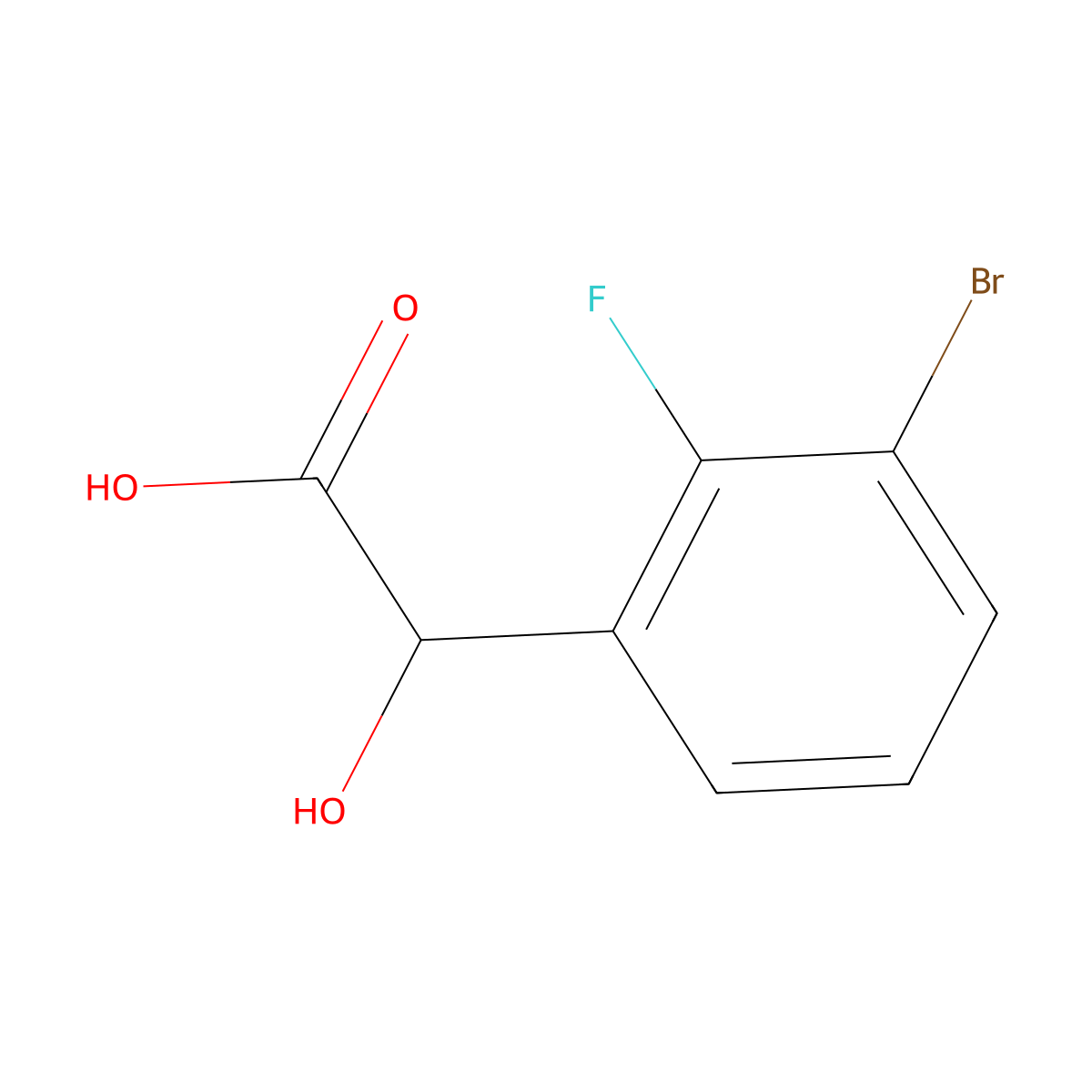 2-(3-Bromo-2-fluorophenyl)-2-hydroxyacetic acid molecular structure, CAS 1214333-63-7