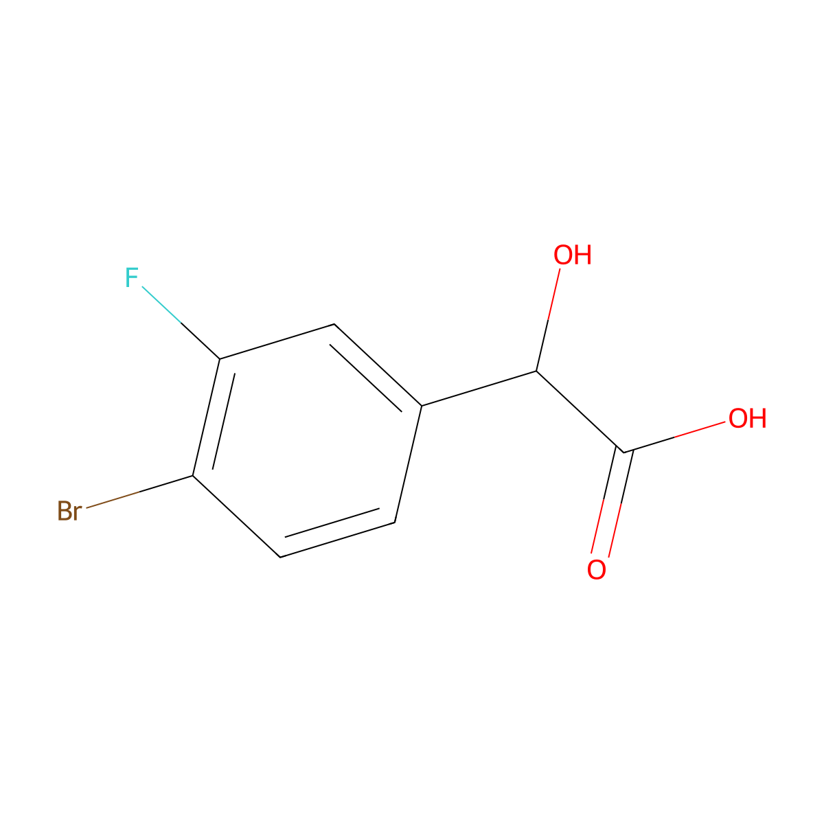 2-(4-Bromo-3-fluorophenyl)-2-hydroxyacetic acid molecular structure, CAS 1214333-66-0