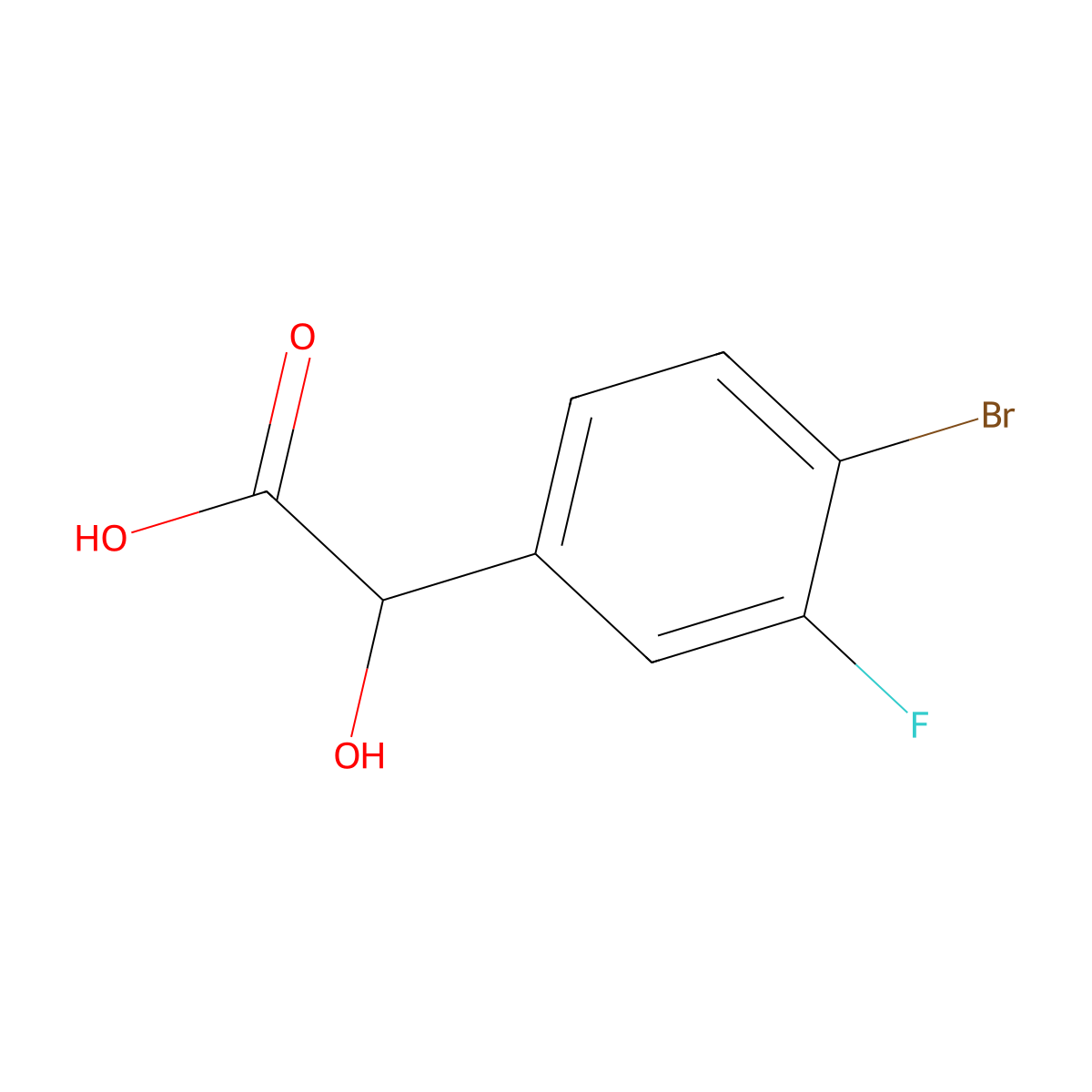 2-(4-Bromo-3-fluorophenyl)-2-hydroxyacetic acid molecular structure, CAS 1214333-66-0