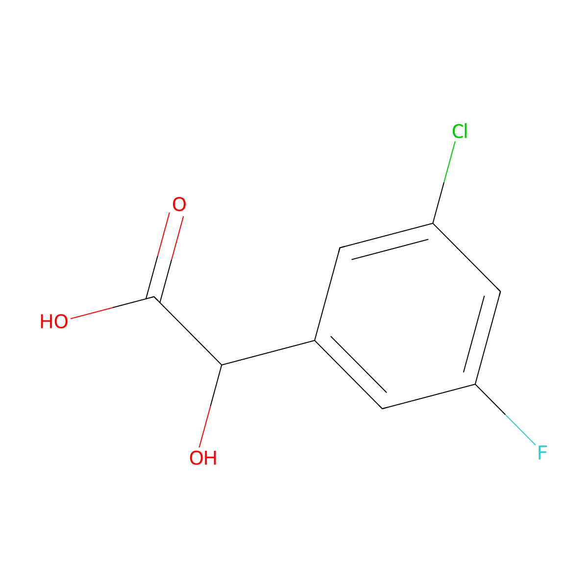 2-(3-Chloro-5-fluorophenyl)-2-hydroxyacetic acid molecular structure, CAS 1214333-72-8
