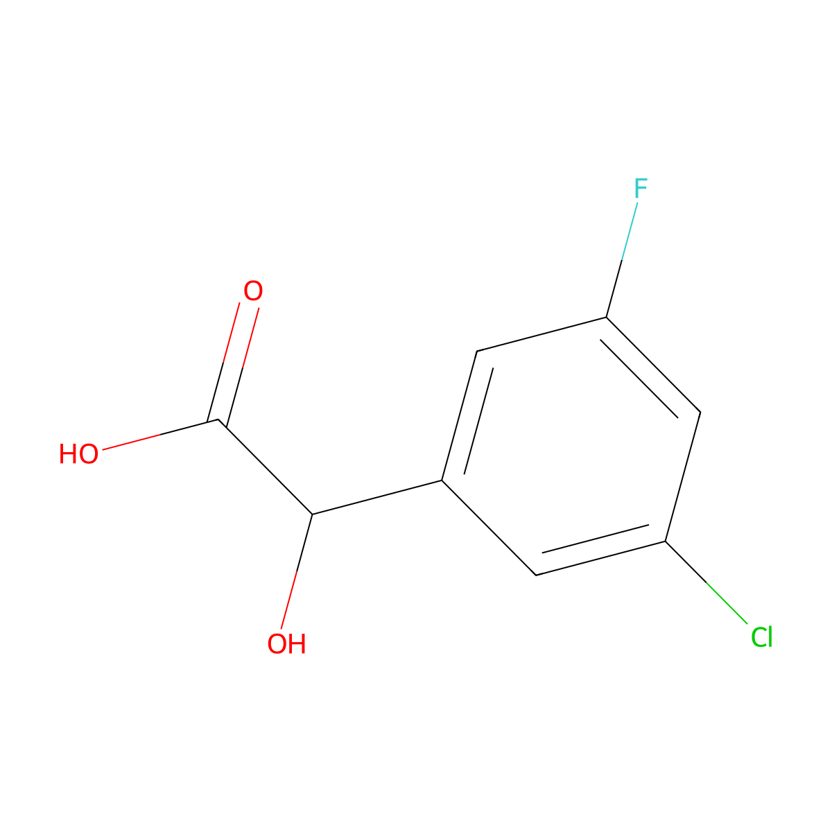 2-(3-Chloro-5-fluorophenyl)-2-hydroxyacetic acid molecular structure, CAS 1214333-72-8