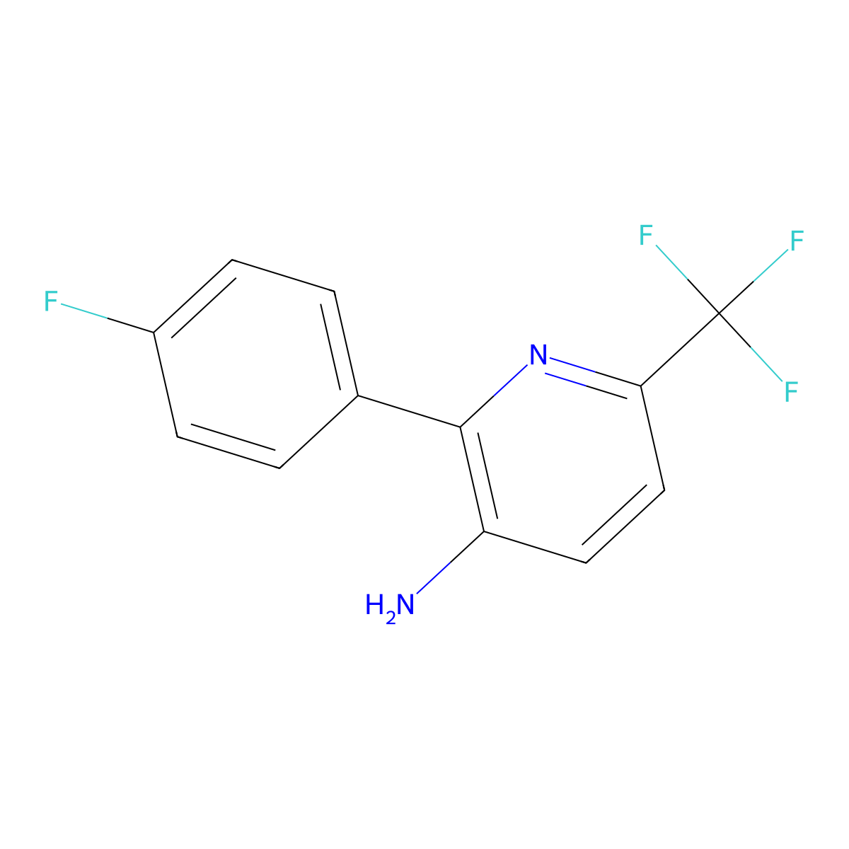 2-(4-Fluorophenyl)-6-(trifluoromethyl)pyridin-3-amine molecular structure, CAS 1214333-77-3