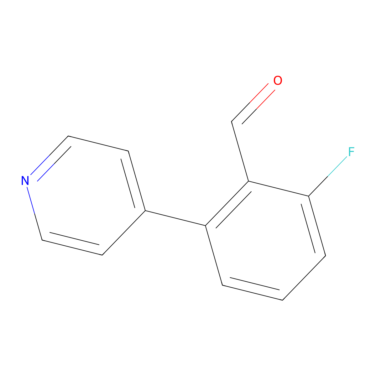 2-Fluoro-6-(pyridin-4-yl)benzaldehyde molecular structure, CAS 1214333-98-8